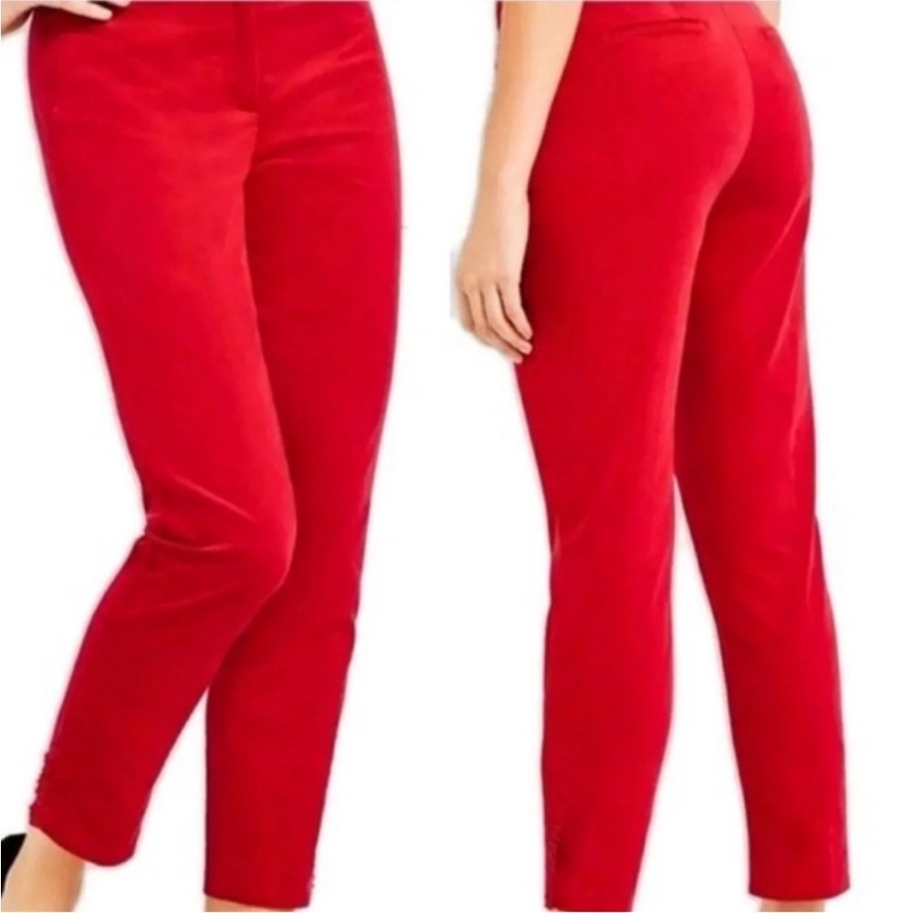 NEW Talbots RSVP Red Velvet Straight Leg Pants Ruffle Hem Holiday Plus Size 24W